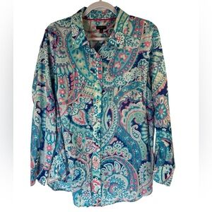 Talbots Multicolor Paisley Blouse 1X